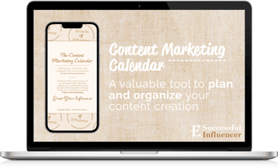 Growth Media visual showcasing a content marketing calendar tool for influencer content organization and strategy planning.
