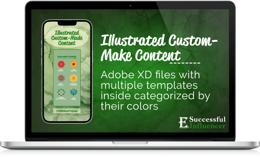 Growth Media digital design pack showcasing illustrated custom-made templates for influencer marketing and creative branding.