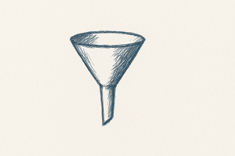 marketing funnel framework - minimalist sketch illustration