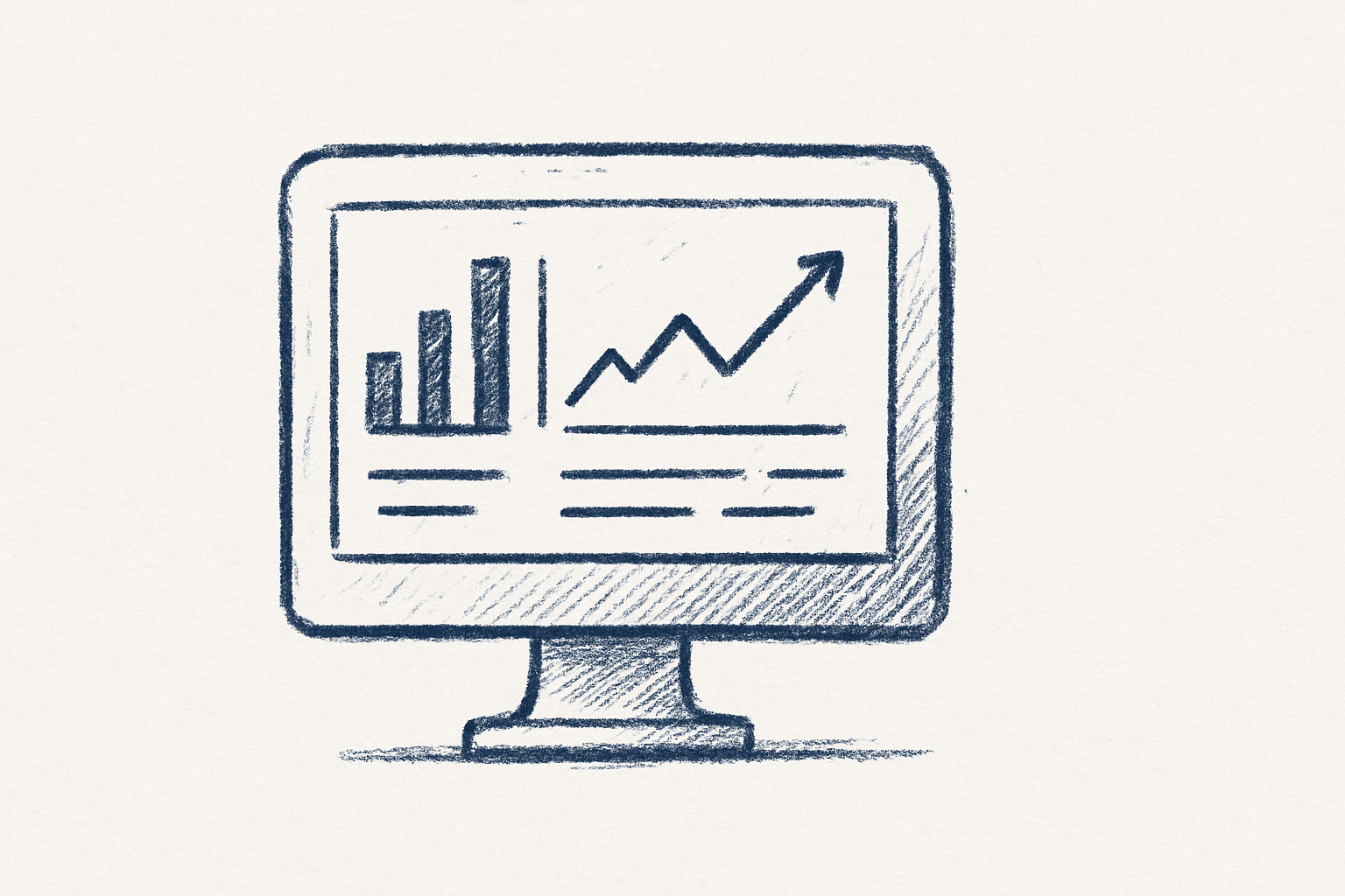 marketing analytics dashboards — minimalist sketch illustration