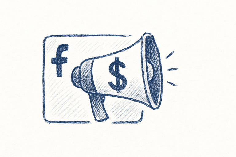 profitable facebook ads — minimalist sketch illustration