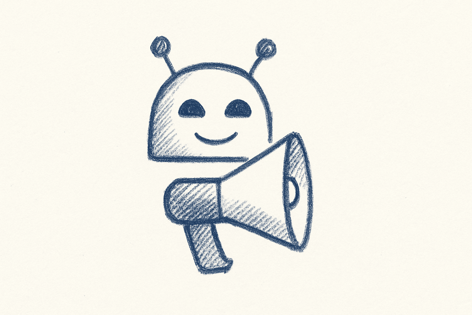 Claude AI marketing 2026 — minimalist sketch illustration