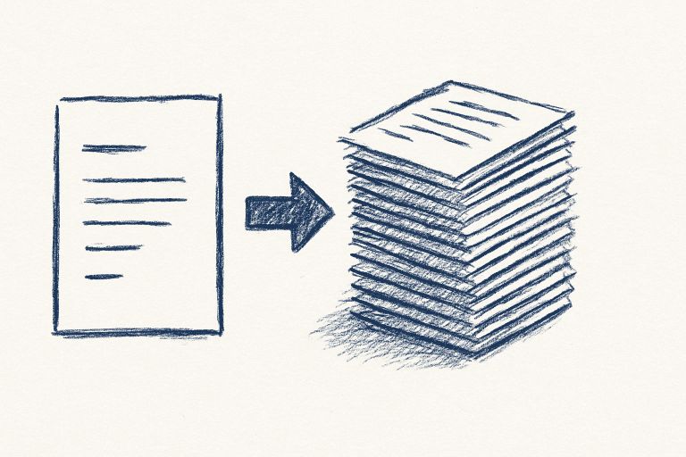content automation — minimalist sketch illustration