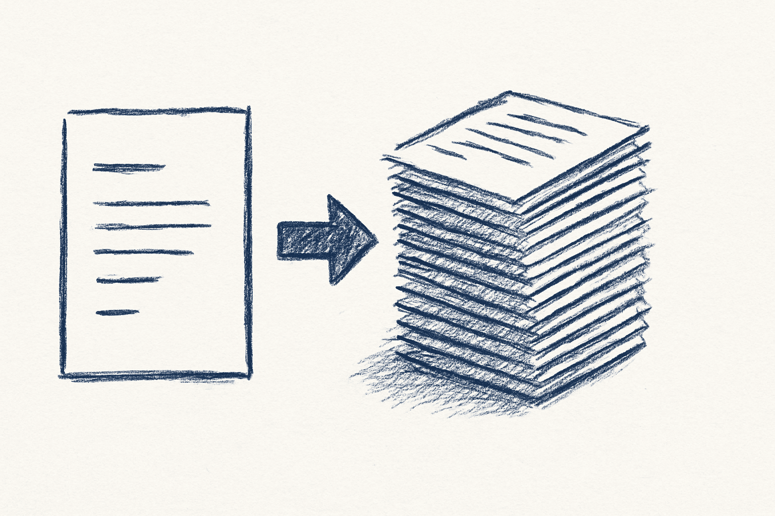 content automation — minimalist sketch illustration