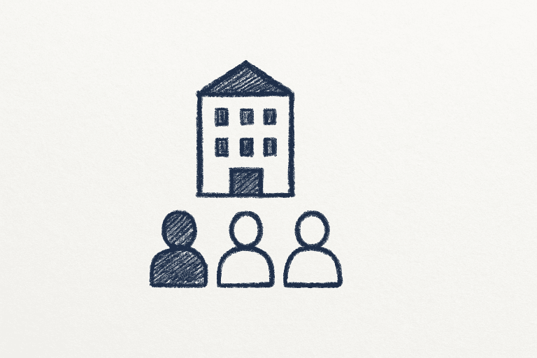agency team structure — minimalist sketch illustration