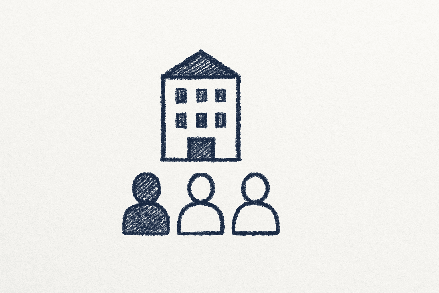 agency team structure — minimalist sketch illustration